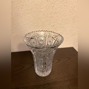 Clear Cut Glass Decorative Vase - Classic Clear Crystal-Style Accent